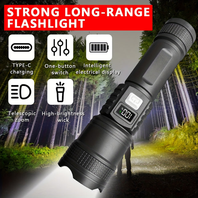 Rechargeable Tactical LED Flashlight 3 Modes Digital Display