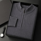 Men's Half-high Collar Loose Half Zipper Solid Color Pullover Sweater