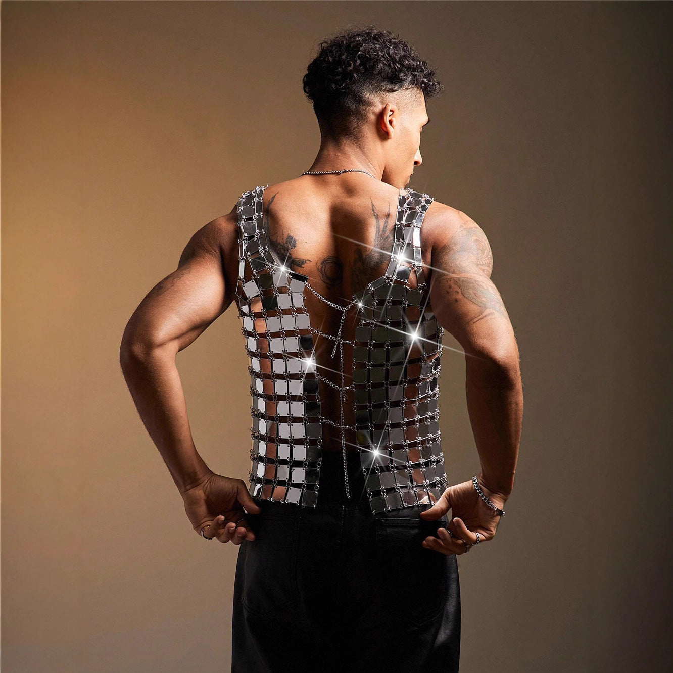 Performance Costume Acrylic Mirror Men's Top Vest