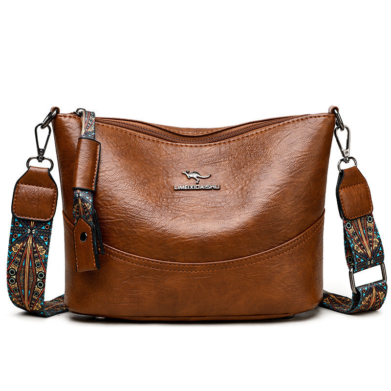 2024 New Women's Bucket Bag Soft Leather One-shoulder Crossbody