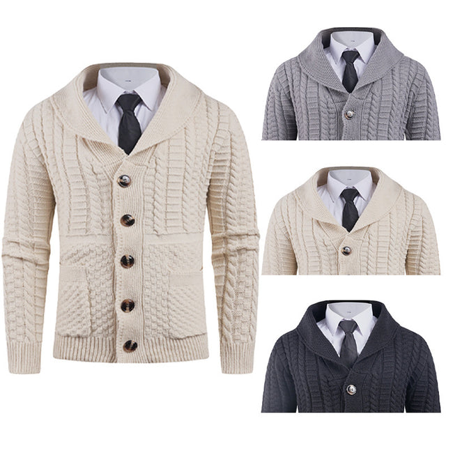 New Men's Long-sleeve Cardigan Sweater Coat Plus-sized Hover Image