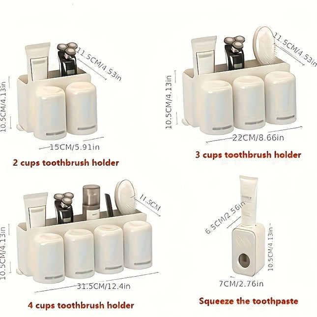 Wall Mounted Toothbrush Holder With Automatic Dispenser Cup