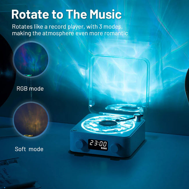 Retro Turntable Speaker Wireless Bluetooth-compatible 5.0 Vinyl Record Player Stereo Sound With White Noise RGB Projection Lamp Effect Hover Image