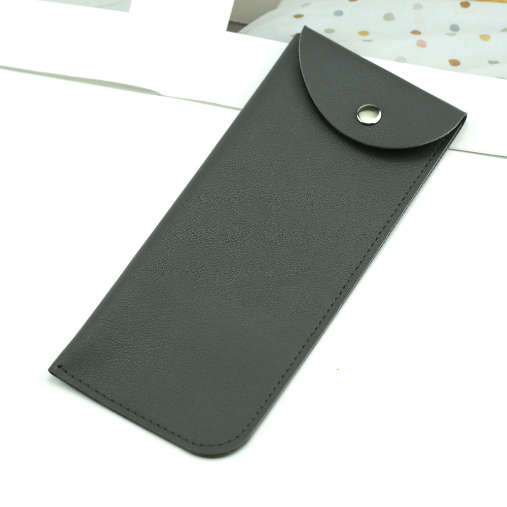 Leather Glasses Bag Thickened Open Holster Snap Button Portable