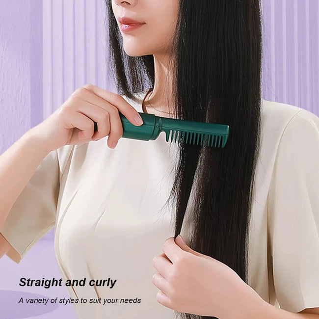 Professional Wireless Hair Straightener Curler Comb Fast Heating Negative Ion Straightening Curling Brush Hair Styling Tools Main Image