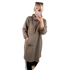 Women's Loose Oversized Knit Solid Color Hooded Maxi Dress