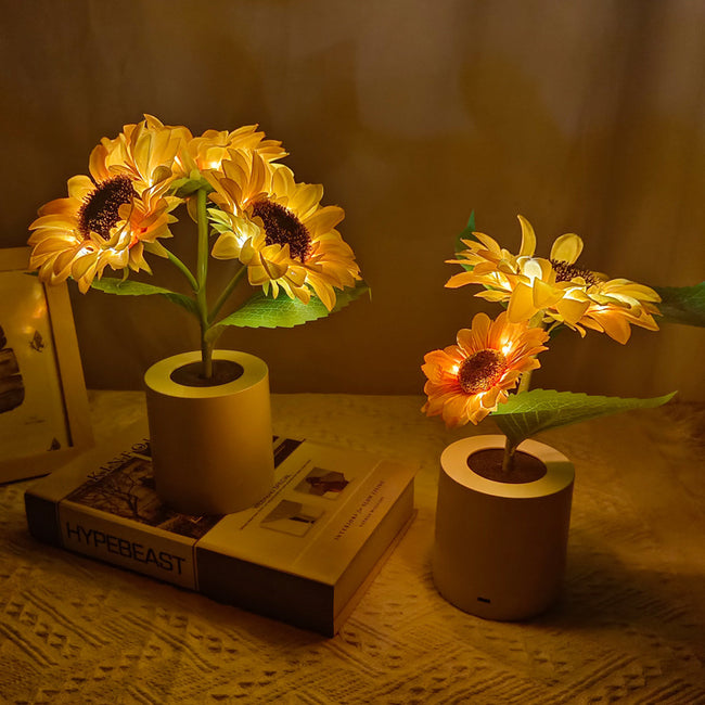 Rechargeable Sunflower Led Simulation Night Light Table Lamp Simulation Flowers Decorative Desk Lamp For Resturaunt Hotel Wedding Gift Main Image