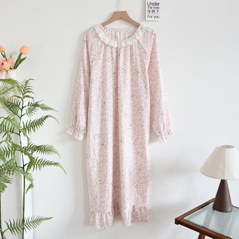Long Sleeve Nightdress Thin Loose Soft Home
