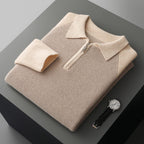 Half Zipper Contrast Color Lapels Sweater For Men