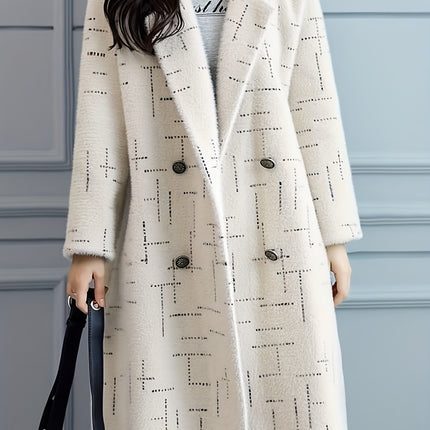 Retro Mink Like Fur Over Knee Coat Long Sleeve Fall Winter