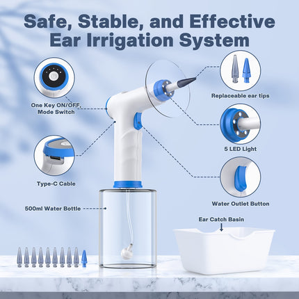 Electric Ear Irrigation Kit With 10 Nozzles For Adults