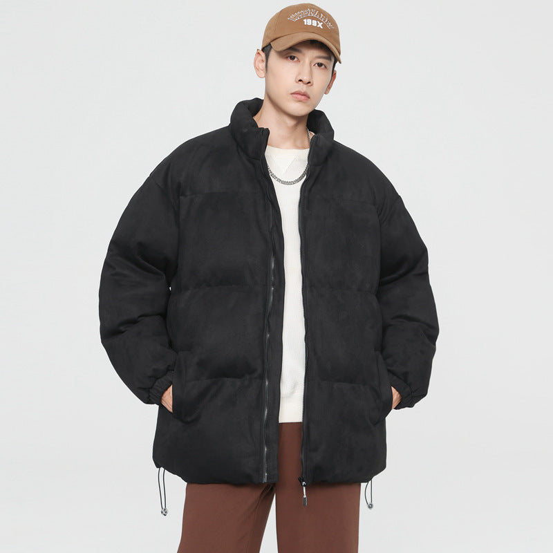 Stand Collar Deerskin Velvet Loose Windproof Warm Quilted Jacket High Quality Trendy Wild Protection