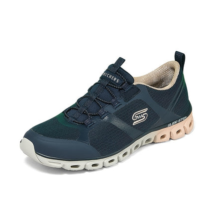 Women Lightweight Slip On Sneakers Navy Blue Pink EVA Sole
