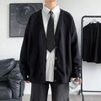 Simple V-neck Loose And Lazy Style Solid Color Sweater