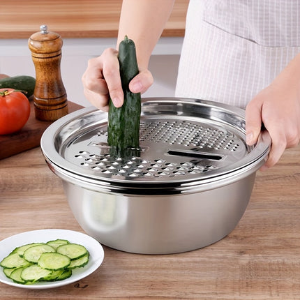 3Pc Stainless Steel Kitchen Set With Grinder And Strainer