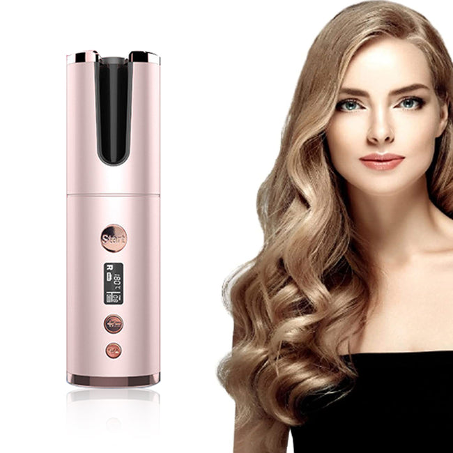Wireless Rechargeable Curling Iron Electric Hair Curler Fully Automatic Rotating Portable Hairdresser Hover Image