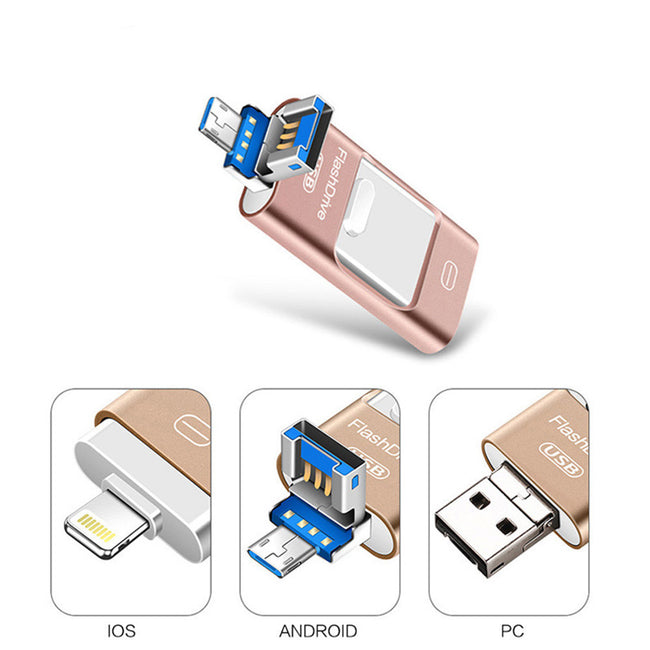 Universal Three-in-one USB Drive For Mobile Phone And Computer Hover Image