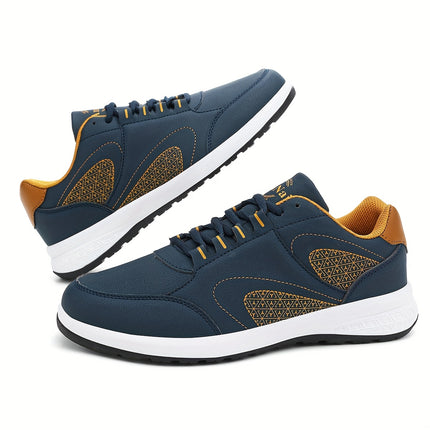 Mens Casual Sneakers Mid Top Striped Navy Black Lace Up