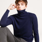Men's Autumn Winter Sweater Solid Color Turtleneck Pullover