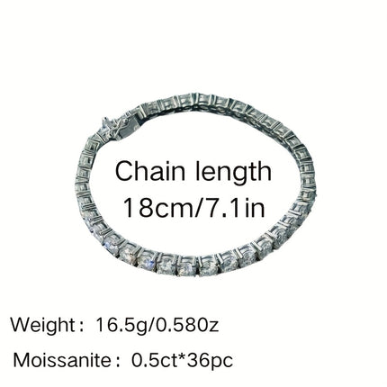 S925 Silver Tennis Bracelet Moissanite Inlay Half Carat