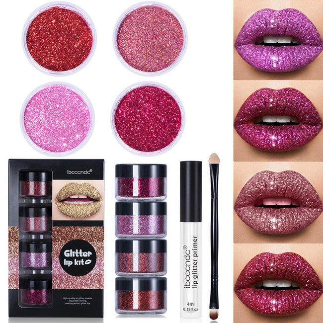 Glitter Lip Gloss Lipstick Shiny DIY Lip Gloss Diamond Waterproof Long Lasting Lipgloss Kit With Lip Primer Lip Tint Lips Makeup Hover Image