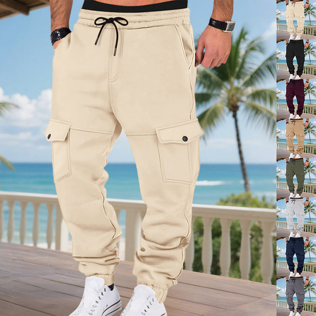 Fleece-lined Multi-pocket Cargo Outdoor Sports Casual Pants Hover Image