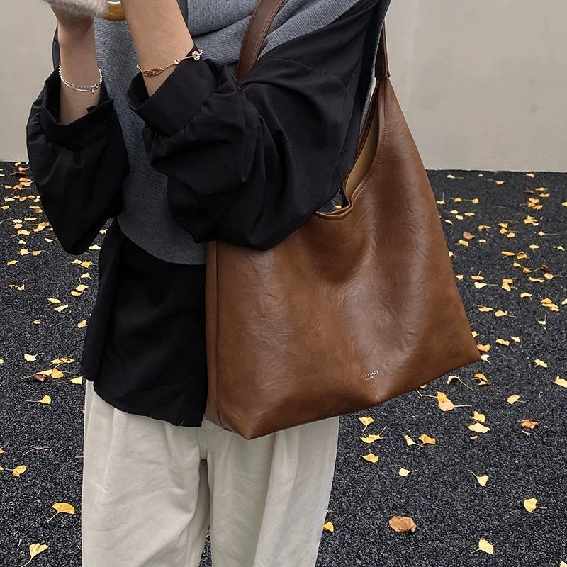 High-end Large Capacity Maillard Relaxed Casual Shoulder Tote Bag