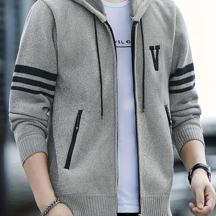 Mens Heavyweight Hooded Zip Sweater Winter Jacket Coat