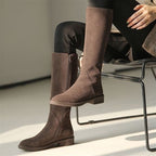 Women's Solid Color Fashion Frosted Long Martin Suede Boots