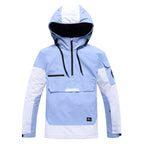Contrast Color Windproof Water Breathable Couple Ski Hoodie