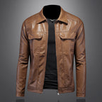 Men's Lapel Biker's Leather Jacket Slim Fit