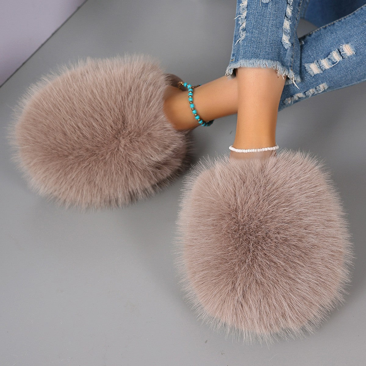 Large Size Solid Color Fluffy Soft Bottom Winter Baotou Home Warm Multi-color Cotton Slippers