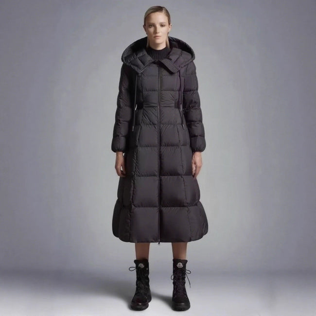 Long Casual Hooded Warm White Duck Down Jacket Hover Image