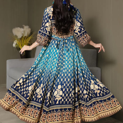 Bohemian Embroidered Maxi Dress Middle Eastern Vintage