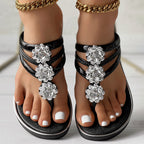 Floral Pattern Flip Flops, Comfortable And Casual Summer Beach Slippers