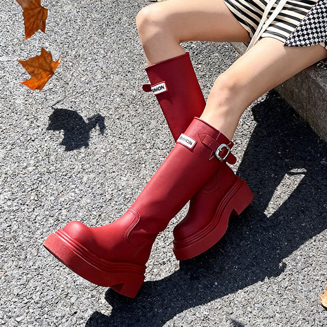 British Style All-match Slimming Thick Bottom Increased By Knight Boots Main Image