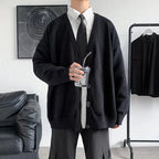 Simple V-neck Loose And Lazy Style Solid Color Sweater