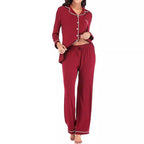 Women's Solid Color Casual Pocket Cardigan Button Long-sleeve Suit