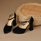 Women's Buckle Hollowed Sandals Stiletto Heel Pointed-toe Frosted