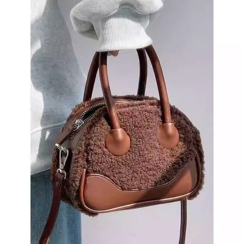 Lamb Wool Small Handbags Women Winter