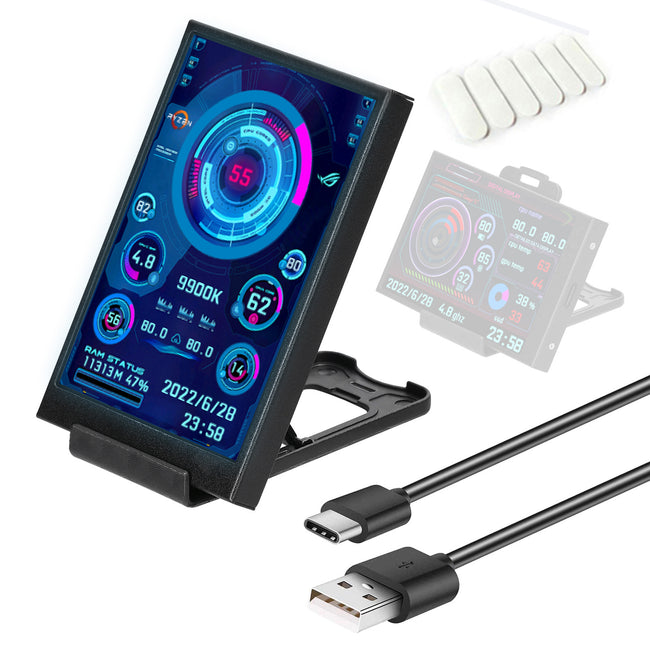3.5-inch Computer Small Secondary Screen IPS Full View USB Chassis Monitor Date Display Hover Image