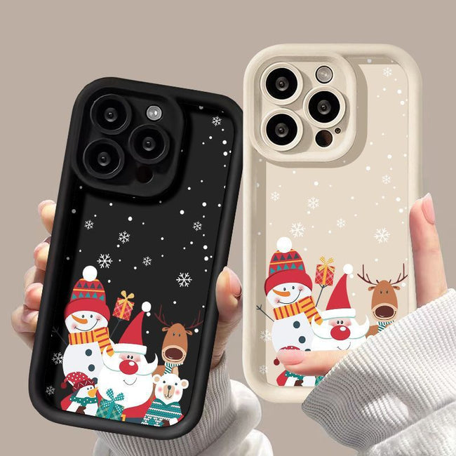 Cute Santa Claus Phone Case Frosted Advanced Christmas Pattern Case For Phone Shockproof Soft Silicone Phone Cover Hover Image