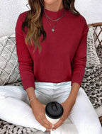 Fashion Solid Color Loose Knitted Pullover Top
