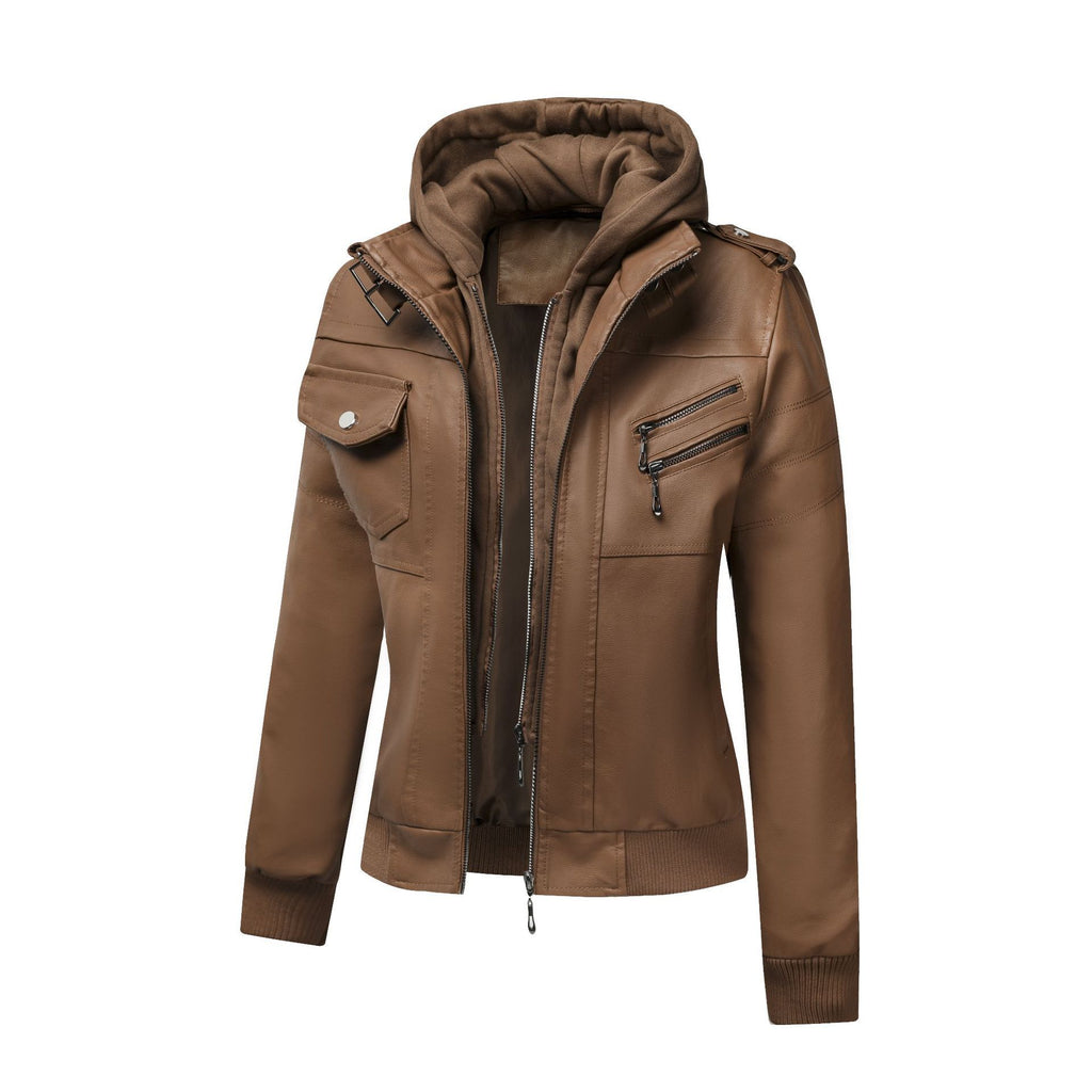 Large Size Women's Artificial Leather Women's Motorcycle Jacket American Style