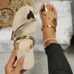 Women's Summer Love Decorative Button Flat Sandals
