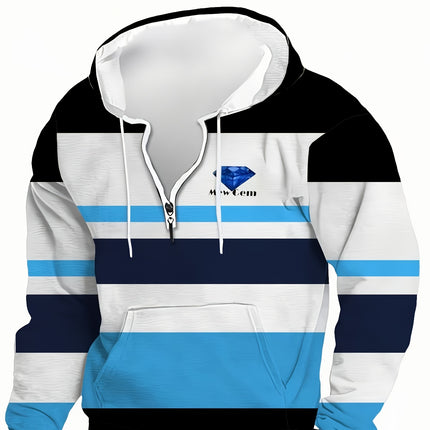 Men's Casual Striped Hoodie Long Sleeve Polyester Blend