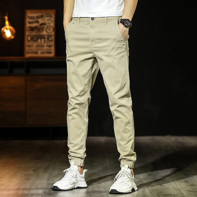 Men's Simplicity Color Versatile Loose Ankle-tied Casual Pants Main Image