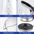 Electric Kettle Water Boiler, 1.8L Electric Tea Kettle, Wide Opening Hot Water Boiler With LED Light, Auto Shut-Off & Boil Dry Protection, Glass Black