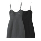 Women's Waist Trimming Spaghetti Straps Short Dress