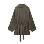 Women's Belt Coat Pleated Trousers